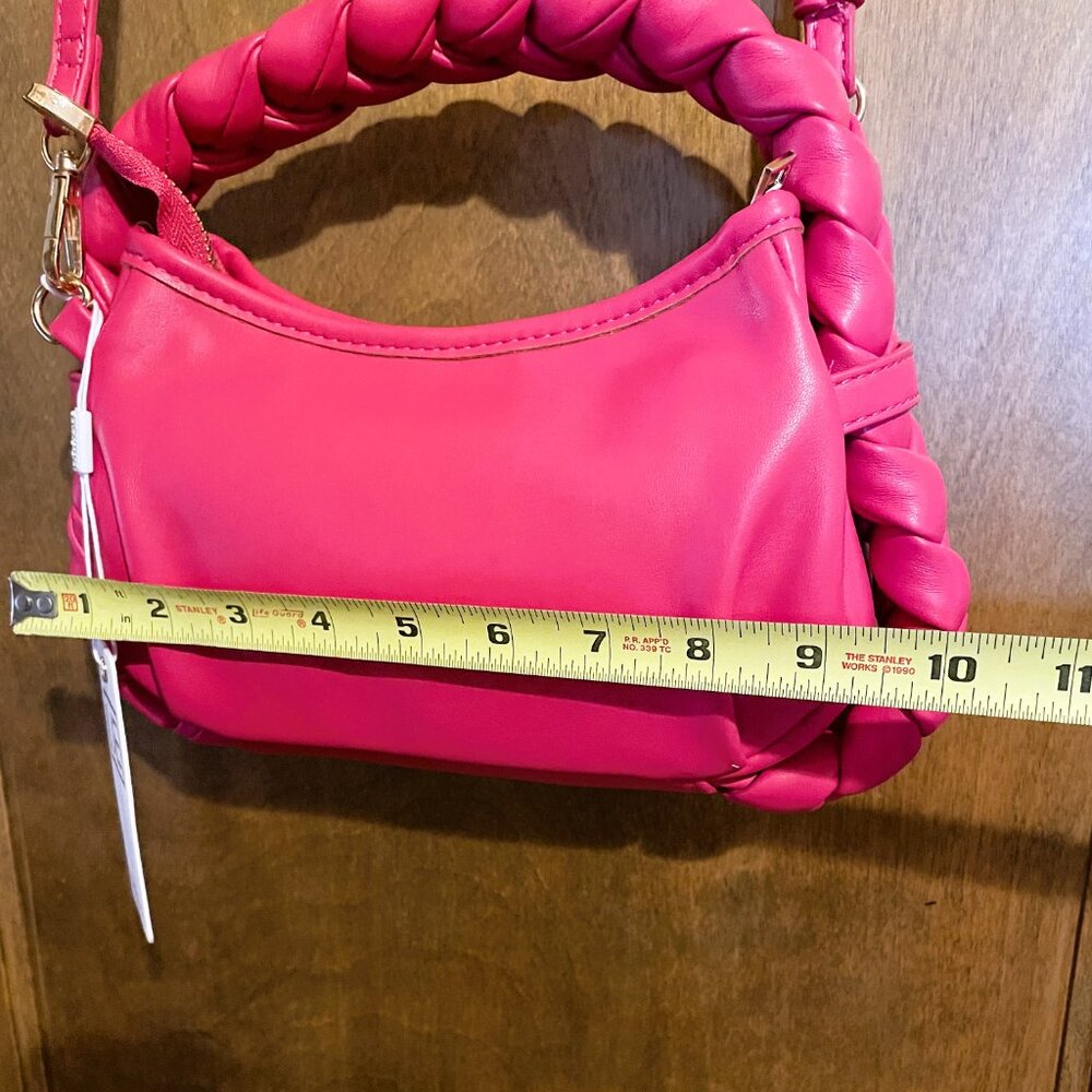 FIRM. Urban Expressions Vegan Leather Braided Purse/Crossbody Hot Pink. Rare NWT - Picture 10 of 12